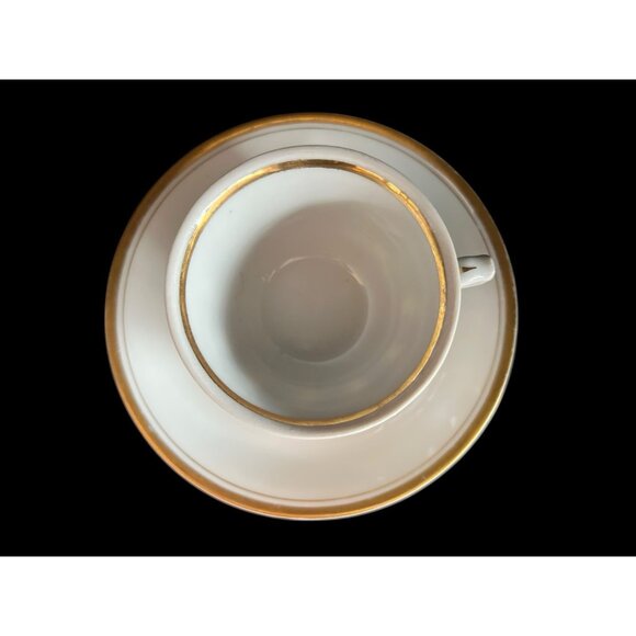 VTG  Walbrzych China "Empire" Demitasse Cup & Saucer Poland White Gold Europa - Picture 3 of 7